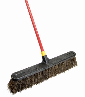Bulldozer Push Broom, Soft Sweep, Polypropylene Fibers, Red Handle,  24-In.