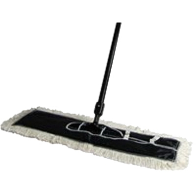Dust Mop, 100% Cotton Head, Steel Handle, 24-In.