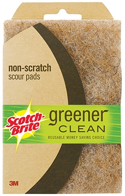 Greener Clean Scour Pad, Non-Scratch, 3-Pk.