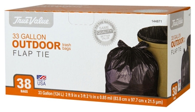 Trash Bags, Black Plastic, 33-Gals., 38-Ct.