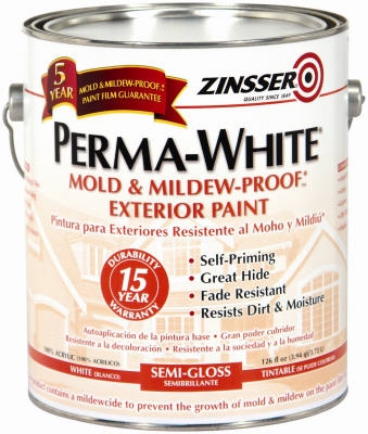 Gallon Semi-Gloss Exterior Paint, Perma White