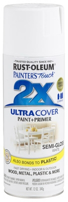 Painter's Touch 2X Spray Paint, Semi-Gloss White, 12-oz.