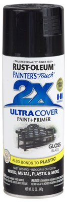 Painter's Touch 2X Spray Paint, Gloss Black, 12-oz.