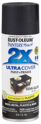 Painter's Touch 2X Spray Paint, Semi-Gloss Black, 12-oz.