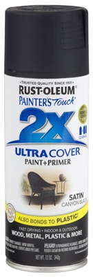 Painter's Touch 2X Spray Paint, Satin Canyon Black, 12-oz.