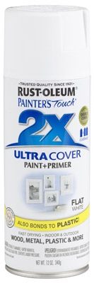 Painter's Touch 2X Spray Paint, Flat White, 12-oz.