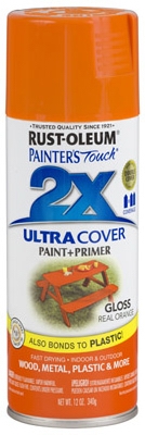 Painter's Touch 2X Spray Paint, Gloss Real Orange, 12-oz.