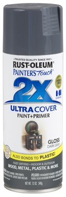 Painter's Touch 2X Spray Paint, Gloss Dark Gray, 12-oz.