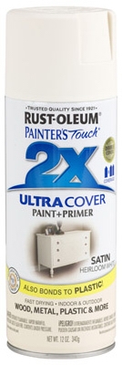 Painter's Touch 2X Spray Paint, Satin Heirloom White, 12-oz.