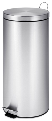 Step Trash Can, Stainless Steel, Round, 7.9-Gal.