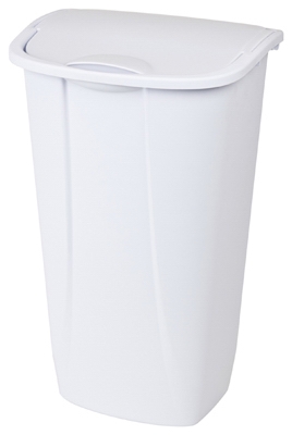 Kitchen Wastebasket, Swing Top, White, 11-Gal.
