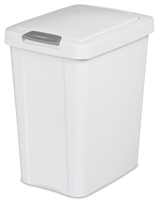 Kitchen Wastebasket, Touch Top, White, 7.5-Gal.