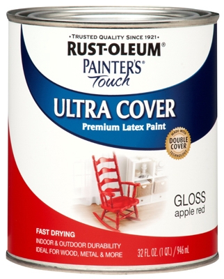 Painter's Touch Latex Paint, Apple Red Gloss, 1-Qt.