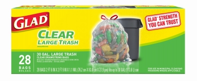 Large Recycling Trash Bags, Clear, 30-Gal., 28-Ct.