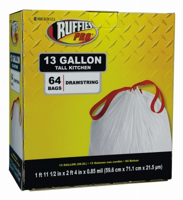 Tall Kitchen Trash Bags, 13-Gal., 64-Ct.