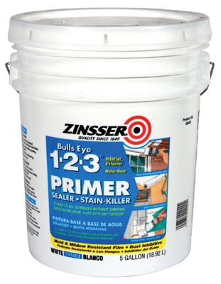 Bulls Eye 1-2-3 Primer, Sealer & Stain Killer, Water Base, 5-Gals.