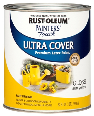 Painter's Touch Latex Paint, Sun Yellow Gloss, 1-Qt.