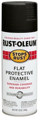 Stops Rust Spray Enamel, Flat Black, 12-oz.
