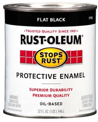 Qt. Flat Black Stops Rust Enamel
