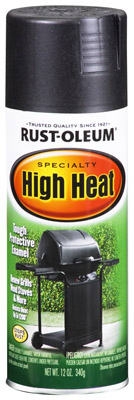 High-Heat Spray Paint, BBQ Flat Black, 12-oz.