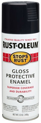 Stops Rust Spray Enamel, Black Gloss, 12-oz.