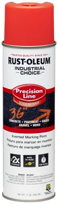 Industrial Choice Precision Line Marking Paint, Fluorescent Red Orange, 17-oz. Inverted Aerosol