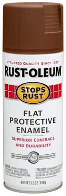 Stops Rust Spray Enamel, Brown Flat, 12-oz.
