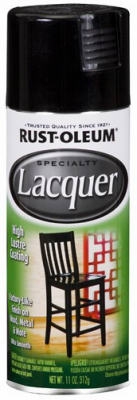 Lacquer Spray Paint, Black Gloss, 11-oz.