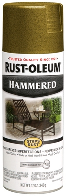 Stops Rust Spray Paint, Gold Hammered, 12-oz.