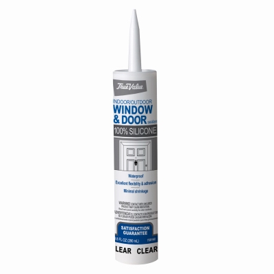 Window & Door Silicone Caulk, Clear, 9.8-oz.