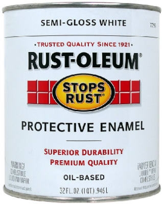 Qt. Stops Rust White Semi-Gloss Oil-Based Paint