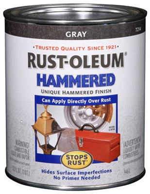Rust Preventative Hammered Finish Paint, Gray, Interior/Exterior, 1-Qt.