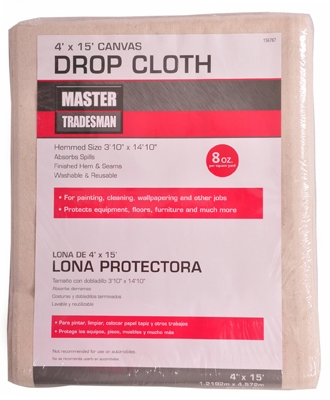 Canvas Drop Cloth, 4 x 15-Ft.
