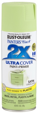 Painters Touch 2X Spray Paint, Satin Green Apple, 12-oz.