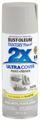 Painters Touch 2X Spray Paint, Satin Stone Gray, 12-oz.