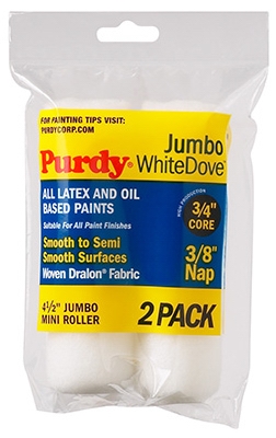 Jumbo Mini Roller Cover, White Dove, 4-1/2 x 3/8-In., 2-Pk.