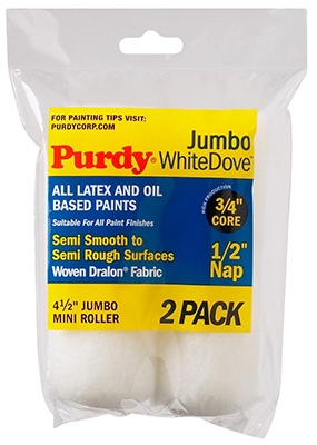 Jumbo Mini Roller Cover, White Dove, 4-1/2 x 1/2-In., 2-Pk.