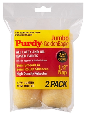 Jumbo Mini Roller Cover, Golden Eagle, 4-1/2 x 1/2-In., 2-Pk.