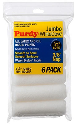 Jumbo Mini Roller Cover, White Dove, 4-1/2 x 3/8-In., 6-Pk.