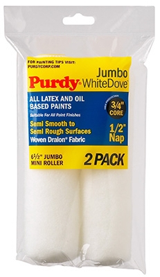 Jumbo Mini Roller Cover, White Dove, 6-1/2 x 1/2-In., 2-Pk.