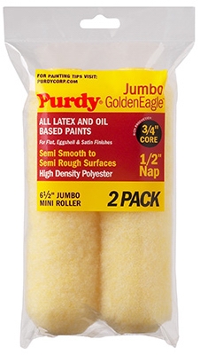 Jumbo Mini Roller Cover, Golden Eagle, 6-1/2 x 1/2-In., 2-Pk.