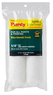 Jumbo Mini Roller Cover, Ultra Finish, 6-1/2 x 1/2-In., 2-Pk.