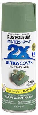 Painters Touch 2X Spray Paint, Satin Moss Green, 12-oz.