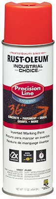 Marking Paint, Precision Line, Inverted, Aerosol, Water Base, Fluorescent Red Orange, 17-oz.