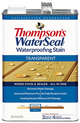 Waterproofing Stain, Transparent, Harvest Gold, 1-Gal.