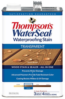 Waterproofing Stain, Transparent, Acorn Brown, 1-Gal.