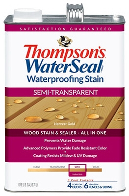 Waterproofing Stain, Semi-Transparent, Harvest Gold, 1-Gal.