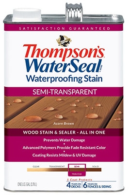 Waterproofing Stain, Semi-Transparent, Acorn Brown, 1-Gal.