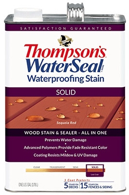 Waterproofing Stain, Solid, Sequoia Red, 1-Gal.
