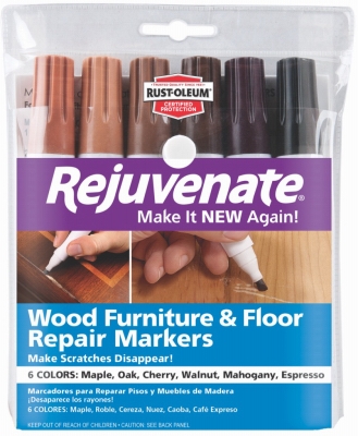 Wood Furniture & Floor Repair Markers, 6 Assorted Tones